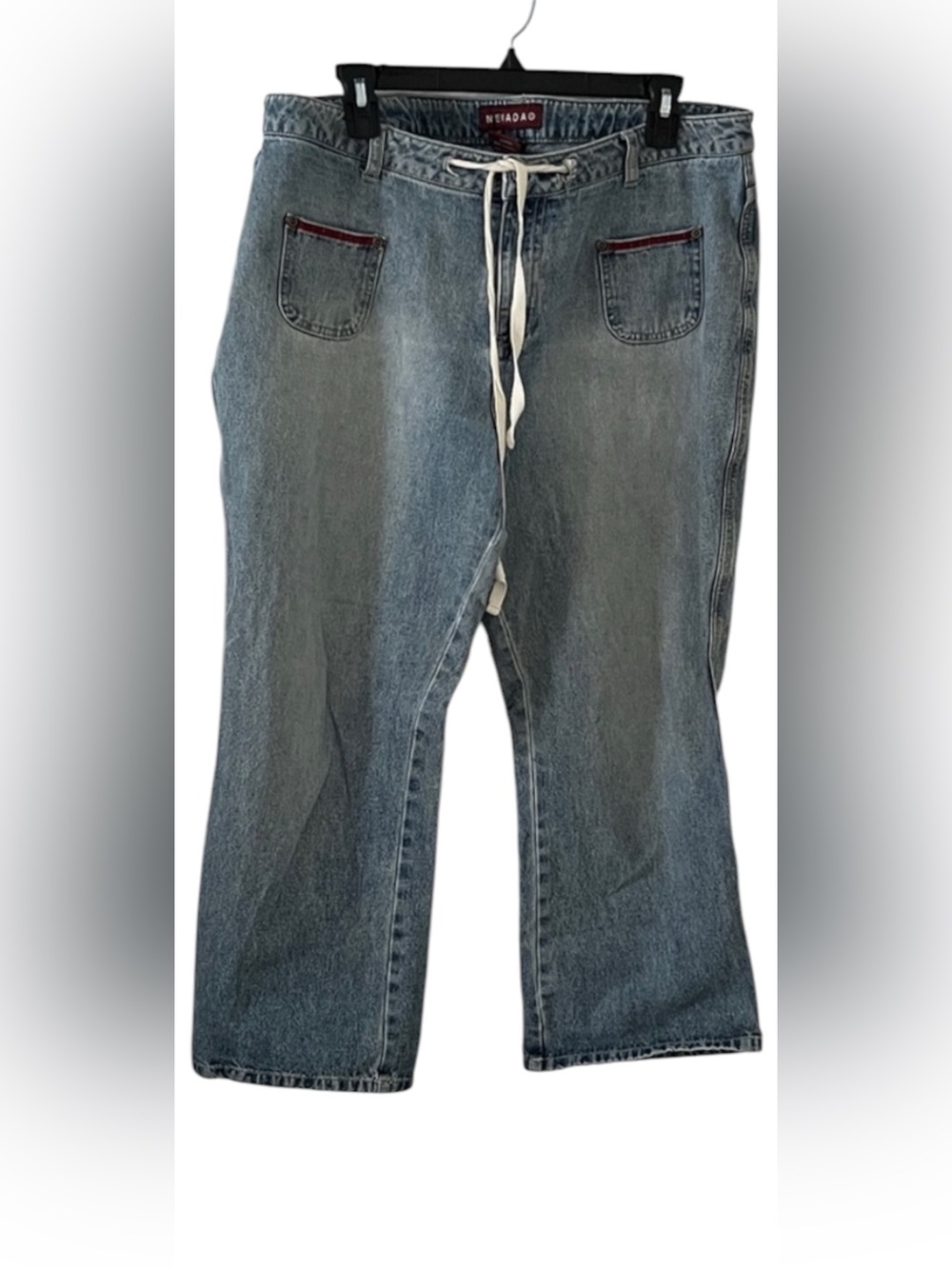 Nevada Women's Denim Blue Low Rise Capris with Red Accents